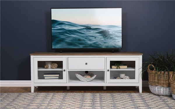 Hollis 2-door Wood 67" TV Stand with Drawer Brown and White - 708253