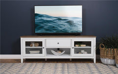 Hollis 2-door Wood 67" TV Stand with Drawer Brown and White - 708253