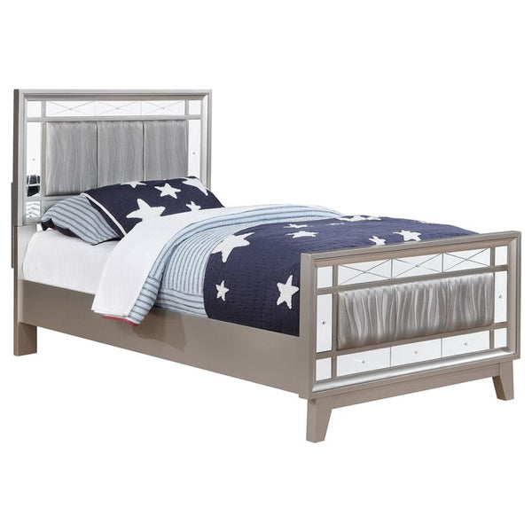Leighton Wood Twin Panel Bed Metallic Mercury - 204921T