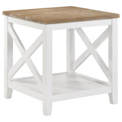 Hollis Square Wood End Table With Shelf Brown and White - 708097