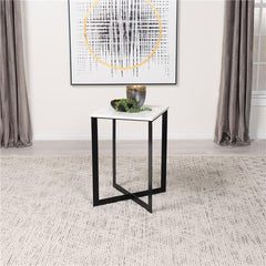 Tobin Square Marble Top End Table White and Black - 707697