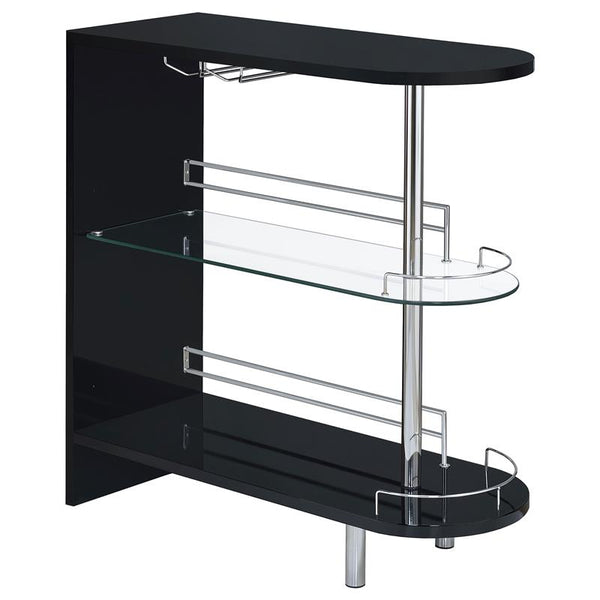 Adolfo 3-tier Bar Table Glossy Black and Clear - 101063