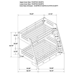Trisha 2-drawer Wood Twin Over Full Bunk Bed Grey - 460562TF