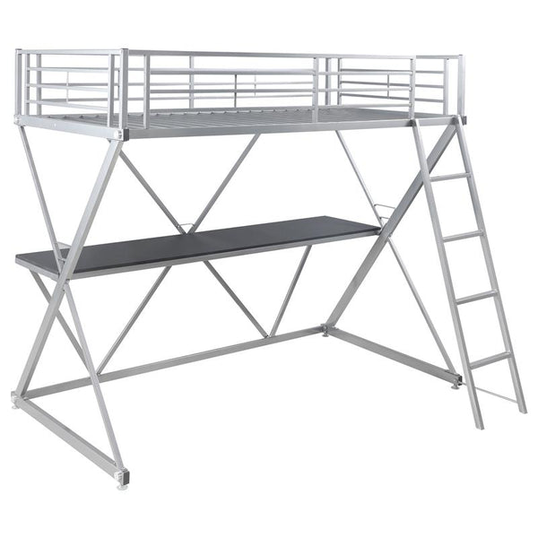 Hyde Metal Twin Workstation Loft Bed Silver - 400034T