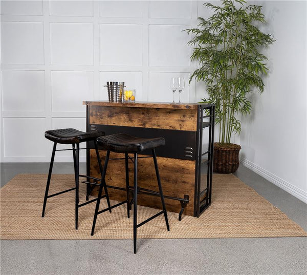 Bayu Leather Upholstered Saddle Seat Backless Bar Stool Antique Espresso and Black (Set of 2) - 109259