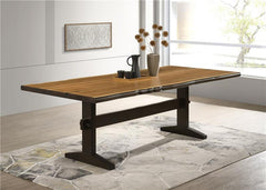 Bexley Live Edge Trestle Dining Table Natural Honey and Espresso - 110331
