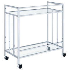 Cara Rectangular Glass Bar Cart Chrome - 181382