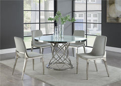Irene Round Glass Top Dining Table White and Chrome - 110401
