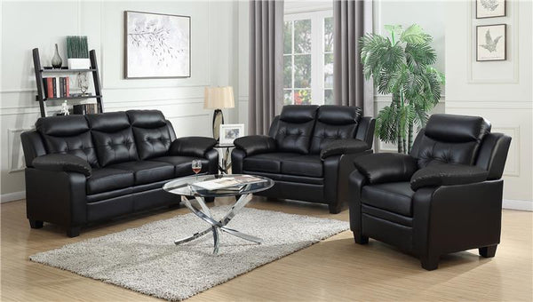 Finley Upholstered Padded Arm Tufted Sofa Black - 506551