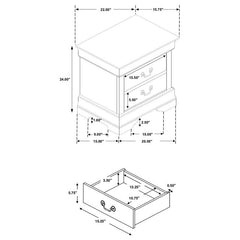 Louis Philippe 2-drawer Nightstand White - 204692