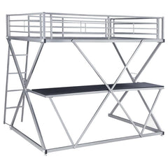 Hyde Metal Full Workstation Loft Bed Silver - 400034F