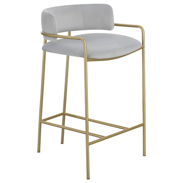 Comstock Upholstered Low Back Stool Grey and Gold - 182159