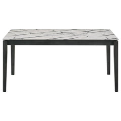 Stevie Rectangular Faux Marble Top Dining Table White and Black - 115111WG