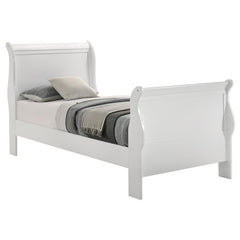 Louis Philippe Wood Twin Sleigh Bed White - 204691T