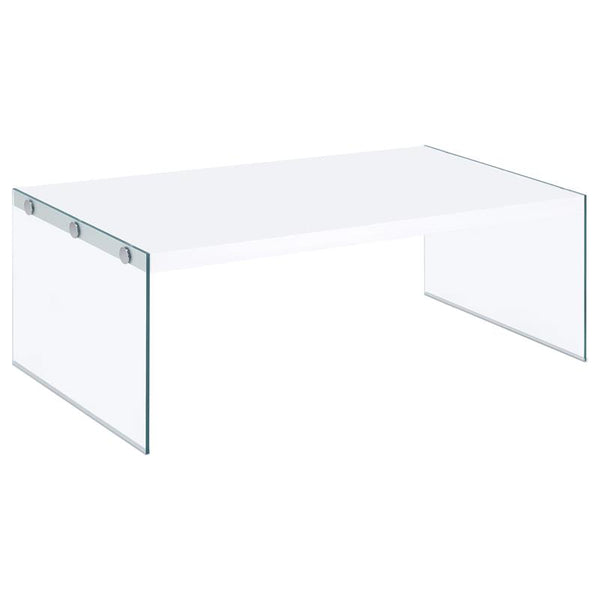 Opal Rectangular Glass Frame Coffee Table White High Gloss - 704148