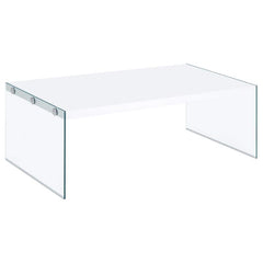 Opal Rectangular Glass Frame Coffee Table White High Gloss - 704148