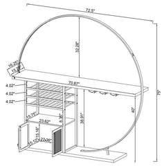 Risley 2-door Circular LED Home Bar with Wine Storage White High Gloss - 182798