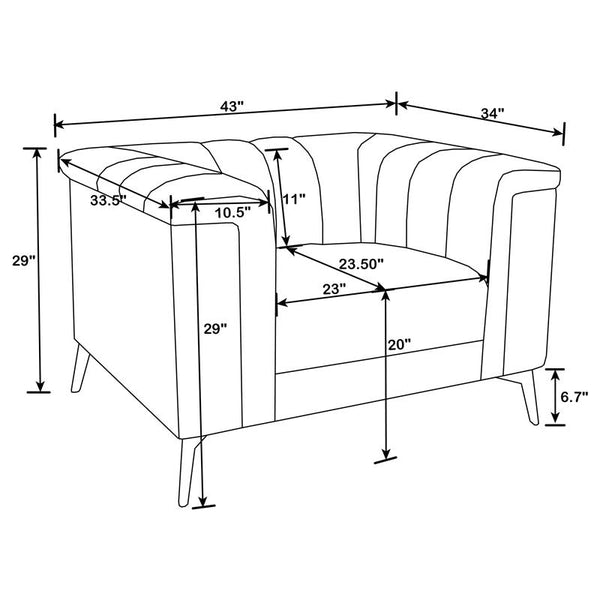 Chalet 3-piece Upholstered Tuxedo Arm Tufted Sofa Set Blue - 509211-S3