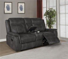 Lawrence 3-piece Upholstered Reclining Sofa Set Charcoal - 603504-S3