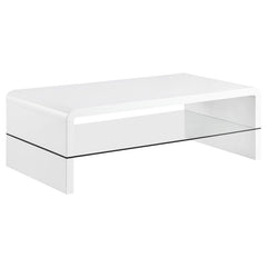 Airell Rectangular Coffee Table with Shelf White High Gloss - 703798