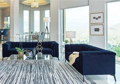 Chalet 2-piece Upholstered Tuxedo Arm Tufted Sofa Set Blue - 509211-S2