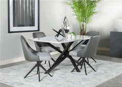 Paulita Rectangular Dining Table White and Gunmetal - 110711