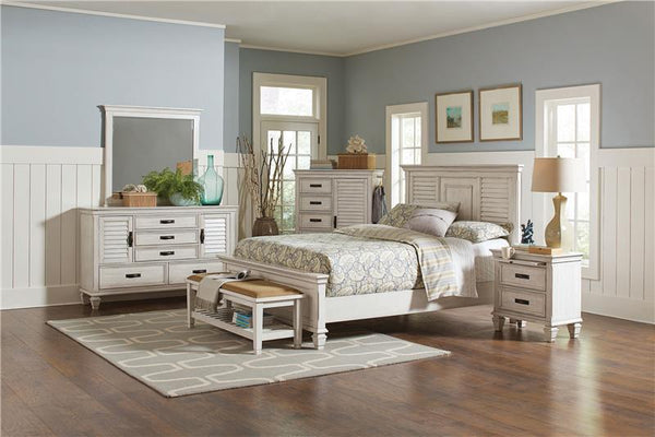 Franco Wood Eastern King Panel Bed Distressed White - 205331KE