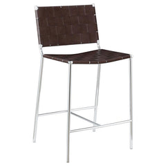 Adelaide Upholstered Counter Height Stool with Open Back Brown and Chrome - 183583