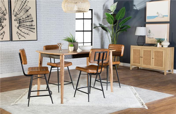 Partridge 5-piece Rectangular Counter Height Dining Set Natural Sheesham and Camel - 110578-S5C