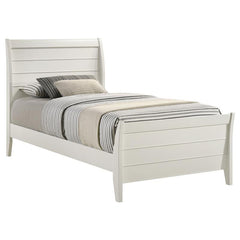 Selena Wood Twin Panel Bed Cream White - 400231T