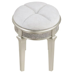 Evangeline Upholstered Oval Vanity Stool Silver and Ivory - 223399