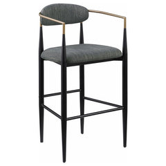 Tina Metal Pub Height Bar Stool with Upholstered Back and Seat Dark Grey (Set of 2) - 121189