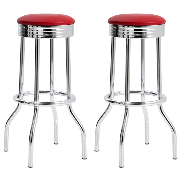 Theodore Upholstered Metal Swivel Bar Stool Red (Set of 2) - 2299R