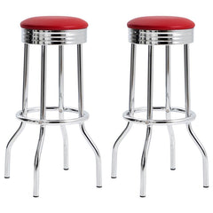 Theodore Upholstered Metal Swivel Bar Stool Red (Set of 2) - 2299R
