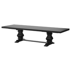 Florence Rectangular Pedestal Dining Table with Planked Wood Top Antique Black - 115531