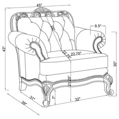 Victoria Full Leather Upholstered Rolled Arm Chair Brown - 500683