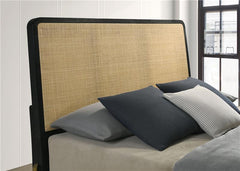 Arini Rattan Queen Panel Bed Black and Natural - 224330Q