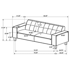 Deerhurst 2-piece Upholstered Track Arm Sofa Set Charcoal - 509641-S2