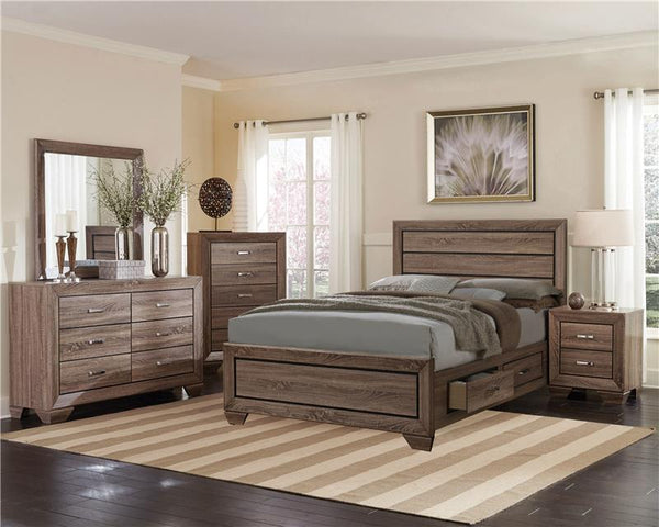 Kauffman Wood Queen Storage Panel Bed Washed Taupe - 204190Q