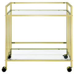 Cara Rectangular Glass Bar Cart Brass - 181381