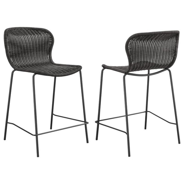 Mckinley Upholstered Counter Height Stools with Footrest (Set of 2) Brown and Sandy Black - 192039
