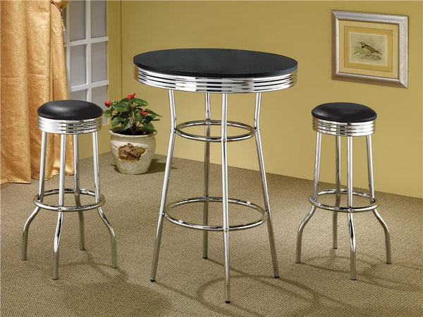 Theodore Upholstered Metal Swivel Bar Stool Black (Set of 2) - 2408