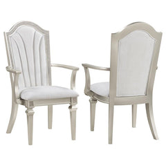 Evangeline Upholstered Dining Arm Chair with Faux Diamond Trim Ivory and Silver Oak (Set of 2) - 107553