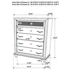 Barzini 5-piece Queen Bedroom Set Black - 200891Q-S5