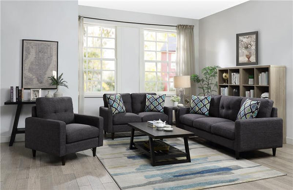 Watsonville 3-piece Upholstered Track Arm Sofa Set Grey - 552001-S3