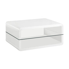 Elana 1-shelf Rectangular Coffee Table White High Gloss - 703268