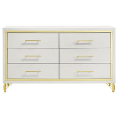 Lucia 4-piece Eastern King Bedroom Set Beige and White - 224731KE-S4