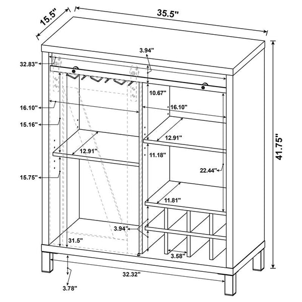 Arlington Bar Cabinet with Sliding Door Rustic Oak - 182852