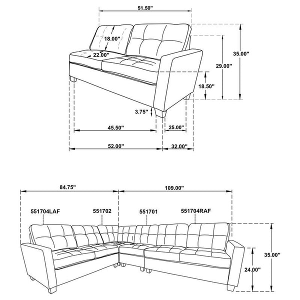Georgina 4-piece Upholstered Modular Sectional Sofa Beige - 551705-SET