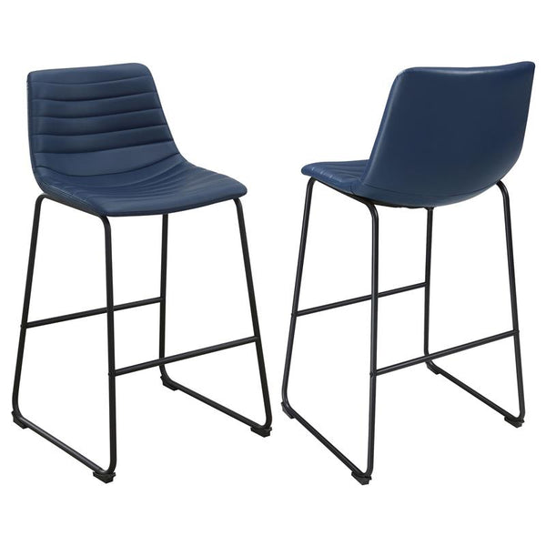 Zuni Faux Leather Upholstered Counter Stool Blue (Set of 2) - 107208
